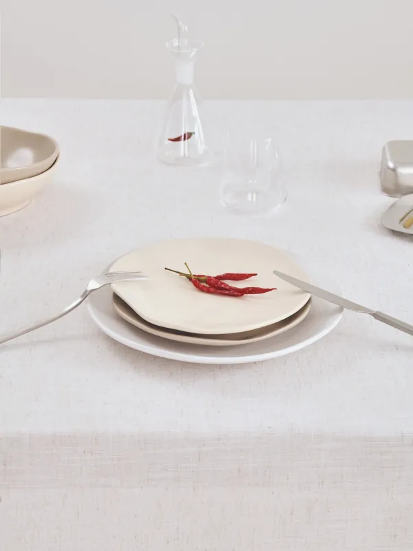 Tablecloth, 170x250 cm, polyester / linen, beige, Vintage, Melange outline, image-2