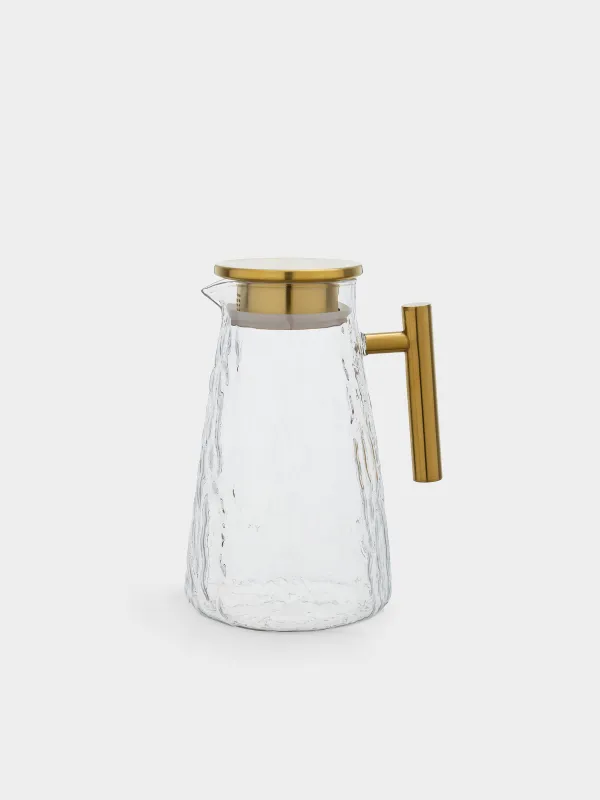 Jug, 1.8 l, with lid, glass / metal, golden, Glacial gold, image-0