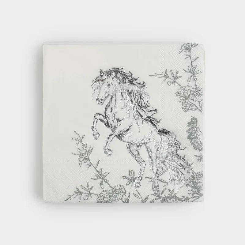 Paper napkins, 33x33 cm, 20 pcs, square, white, Horse, Kairon horse