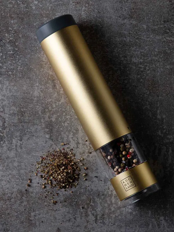 Spice mill, 22 cm, Electric, metal / plastic, LED W, Golden, Piquant, image-5