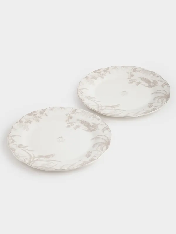 Dinner plate, 27 cm, 2 pcs, porcelain P, white and beige, Jungle, Tropical, image-2