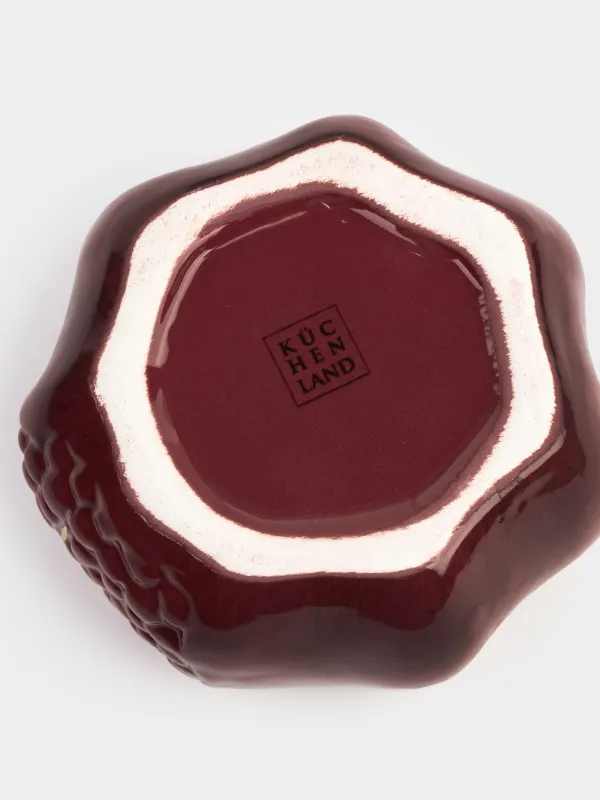 Sugar bowl, 9 cm, 200 ml, with spoon, ceramic / steel, Burgundy, Pomegranate, Pomegranate, image-3