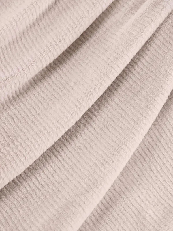 Blanket, 130x170 cm, double-sided, faux fur/flannel, milk, Stripes, Flannel, image-2