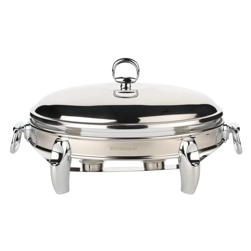 Heated dish, 42x25 cm, glass T / steel, oval, Acero