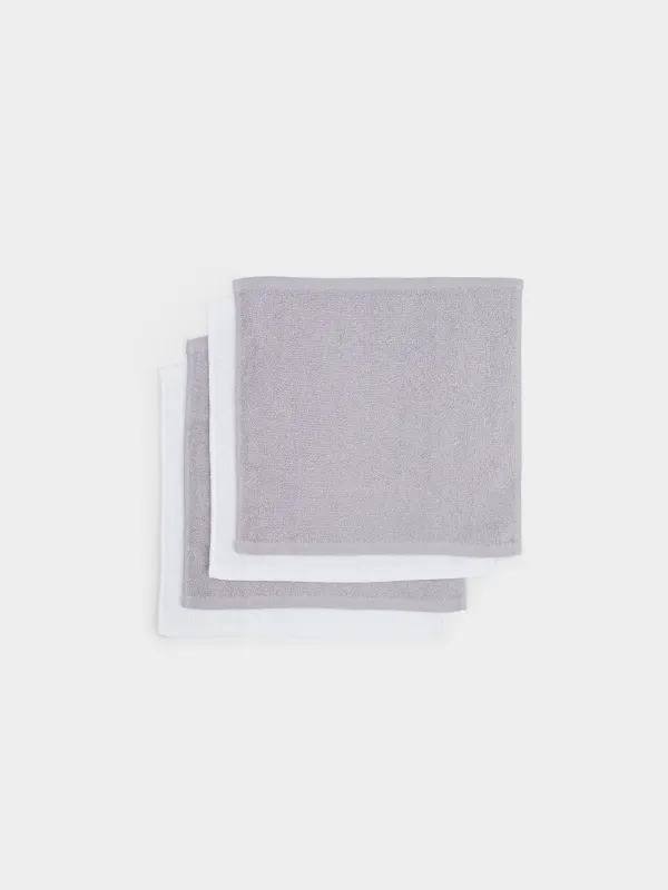 Towel, 30x30 cm, 4 pcs, in a basket, cotton / cellulose, gray / white, Basket towel, image-3