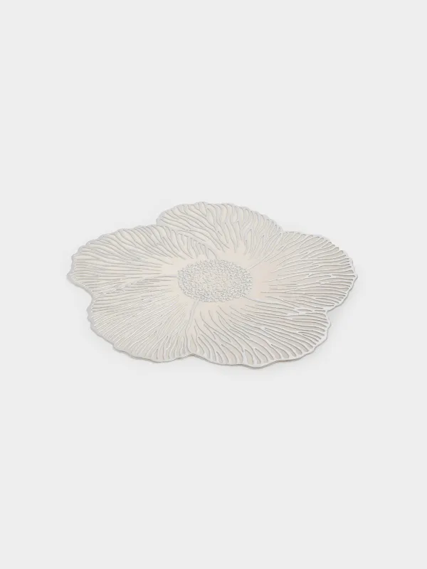Placemat, 37 cm, PVC, shaped, silver-gray, Flower, Azhur form, image-1