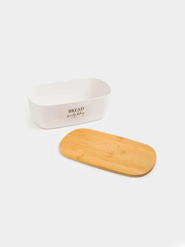 Bread box, 37x21x13 cm, with cutting board, bamboo, oval, Dairy, Bread/Bakery, Course, image-2