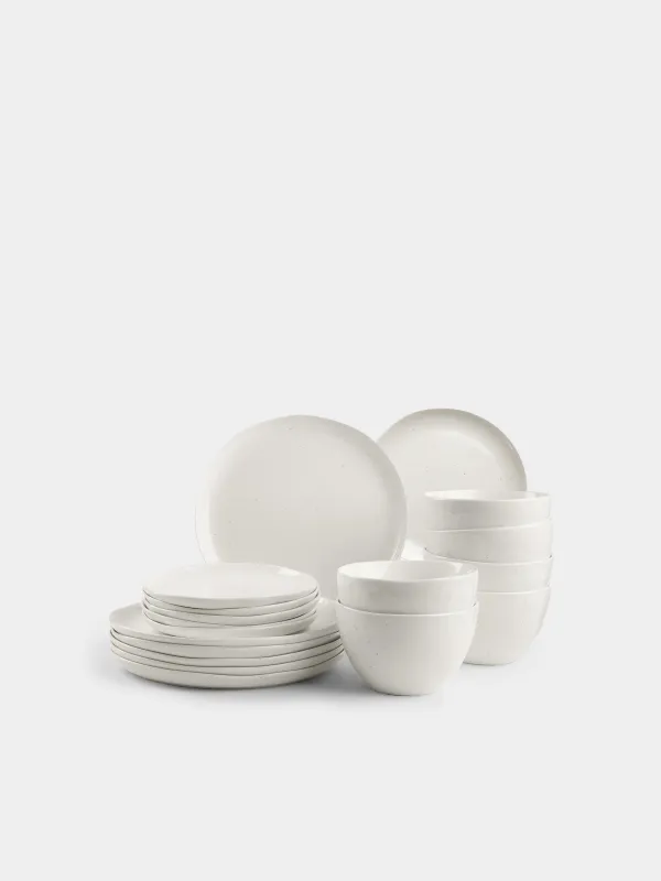 Dining set, 6 pers, 18 pr, porcelain N, milk, Dots, Boho, image-0