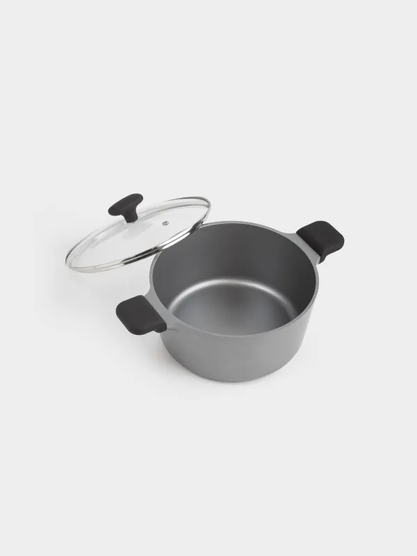 Pot, 24 cm, 4.8 l, with lid, coated, aluminum, grey-black, Mintali, image-2