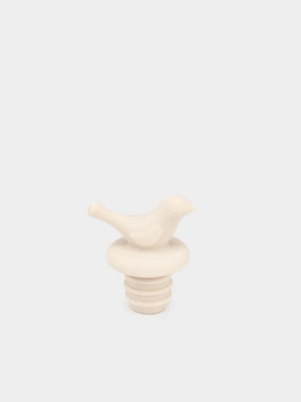 Wine bottle stopper, 5 cm, silicone, beige, Bird, Soft kitchen, image-1