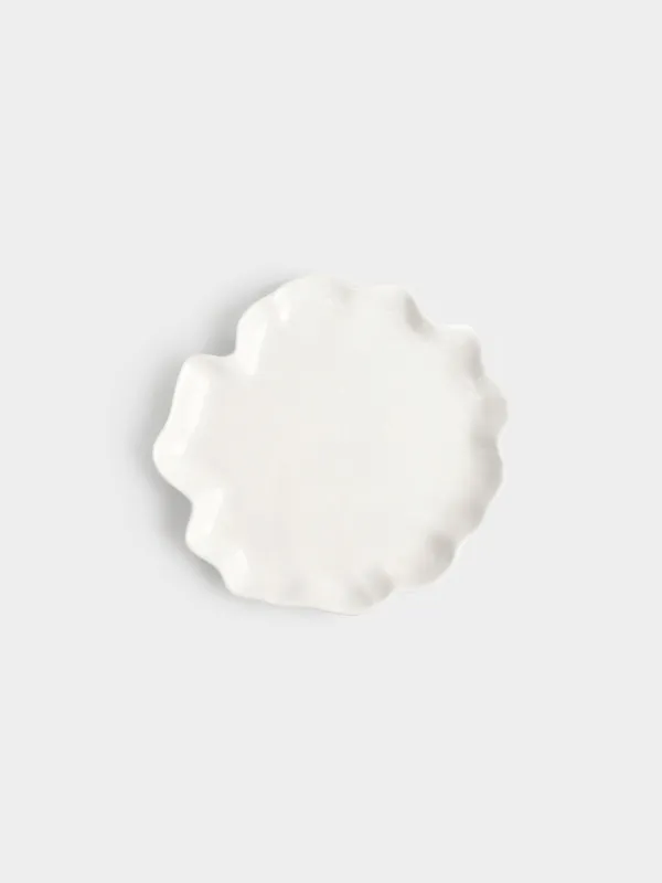 Snack plate, 24 cm, ceramic, milky, Wavy edge, Crumple, image-0