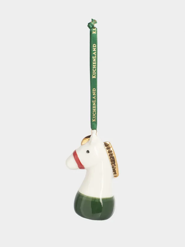 Christmas tree toy, 7 cm, porcelain P, milky, Horse, Figure christmas, image-2
