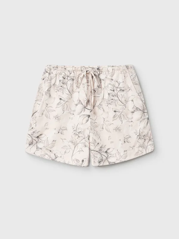 Women's shorts, homewear, size S, viscose, milky, Flowers, Janice, image-5
