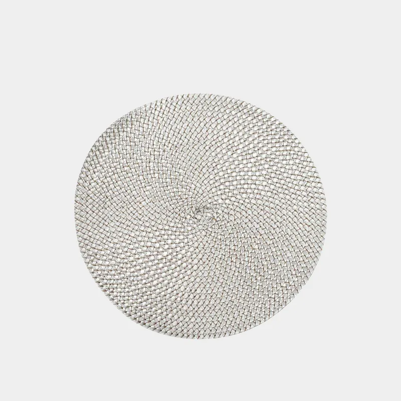 Napkin for appliances, 38 cm, polypropylene/PET, round, silver, Circle braid