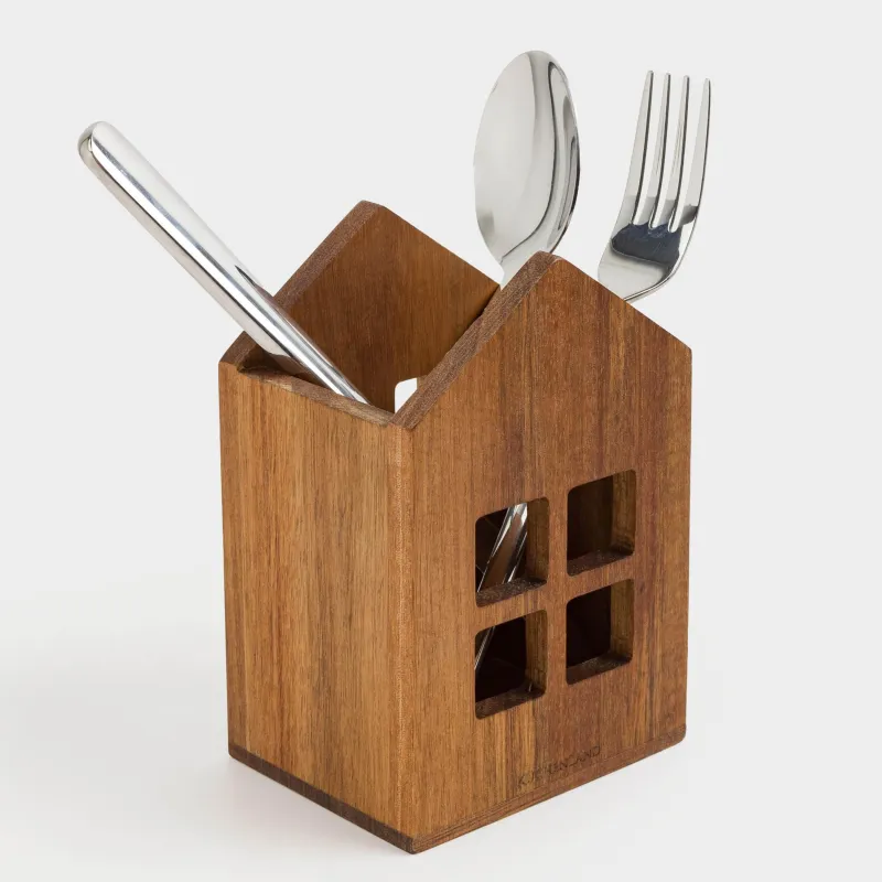 Kitchen accessories stand, 15 cm, with handles, wood, house, Noble tree, image-6