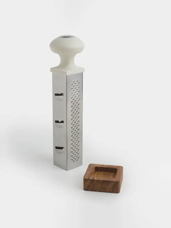 Grater, 23 cm, on a stand, four-sided, steel / plastic / wood, Galori, image-6