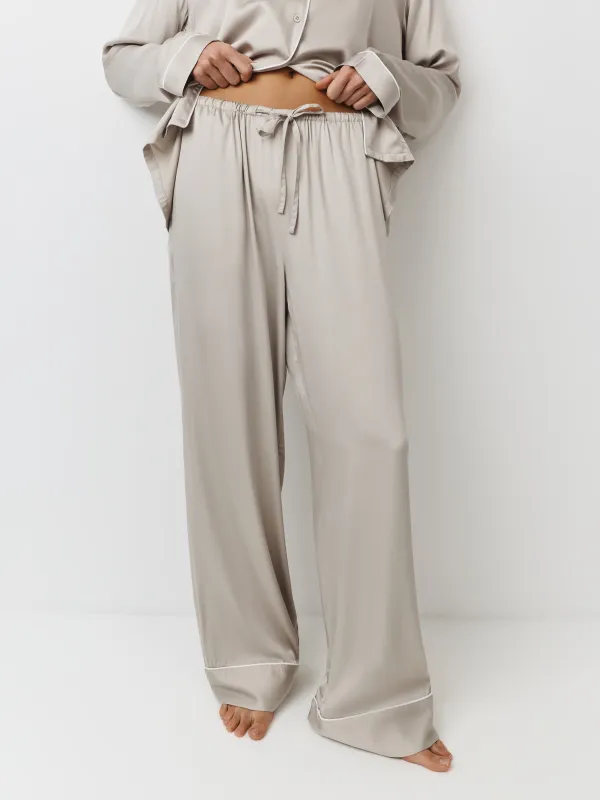 Women's trousers, homewear, size L, bamboo, beige, Debora, image-1