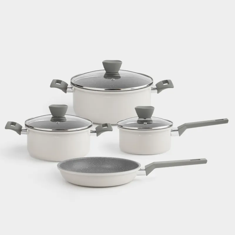 Tableware set, 4 items, coated, aluminum, beige, Tasty