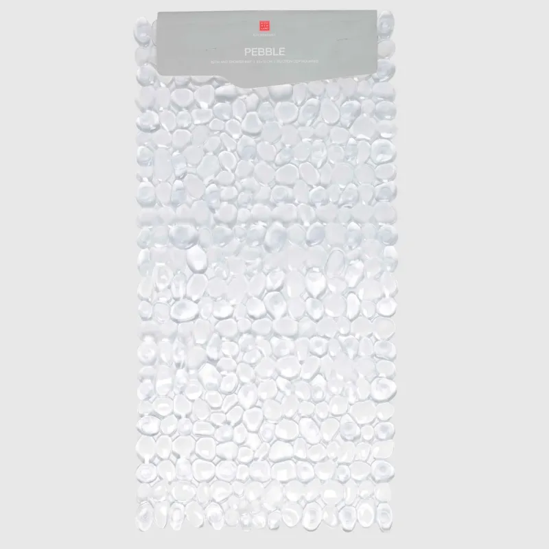 Bath/shower mat, 35x70 cm, with suction cups, PVC, Rectangular, White, Stones, Pebble, image-3