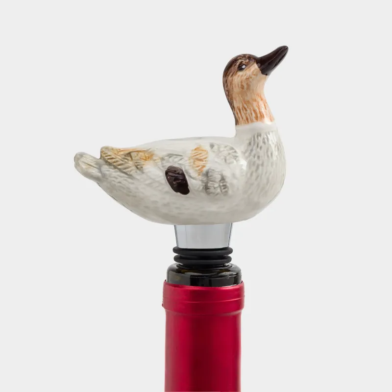 Bottle stopper, 12 cm, metal / ceramic, Duck, Duck, image-2