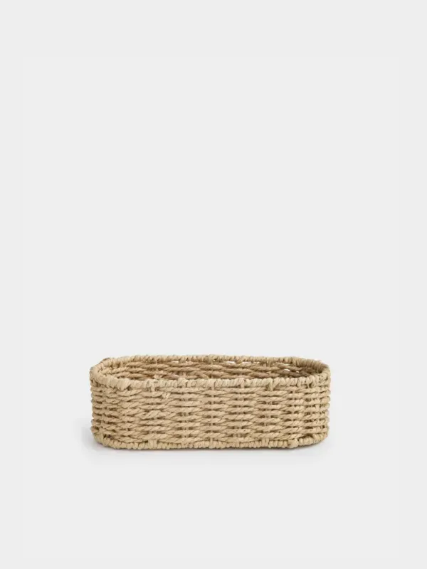Cutlery basket, 25x10 cm, braided, cellulose, Oval, Braided, image-0