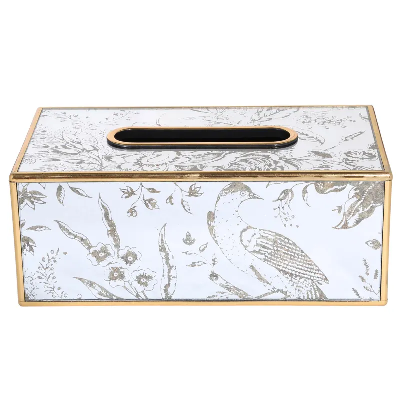 Paper napkin box, 25x13 cm, plastic / glass, Mirror, Bird, Bluebird