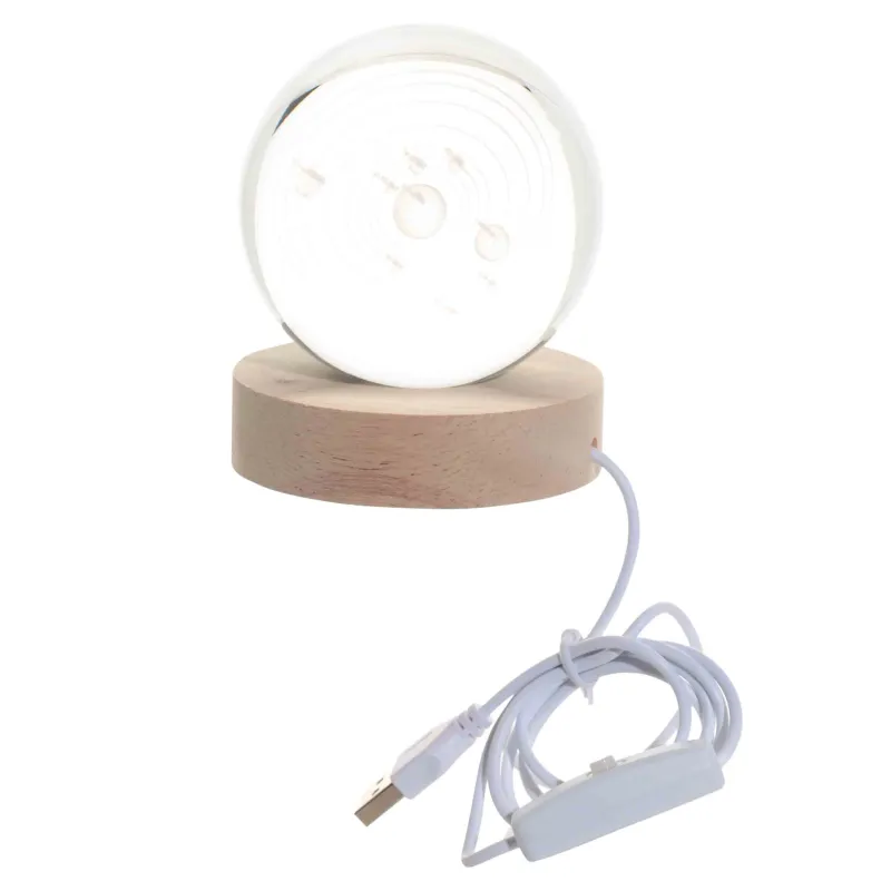 Decorative lamp, 10 cm, glass / wood, Planets, Illumination, image-2