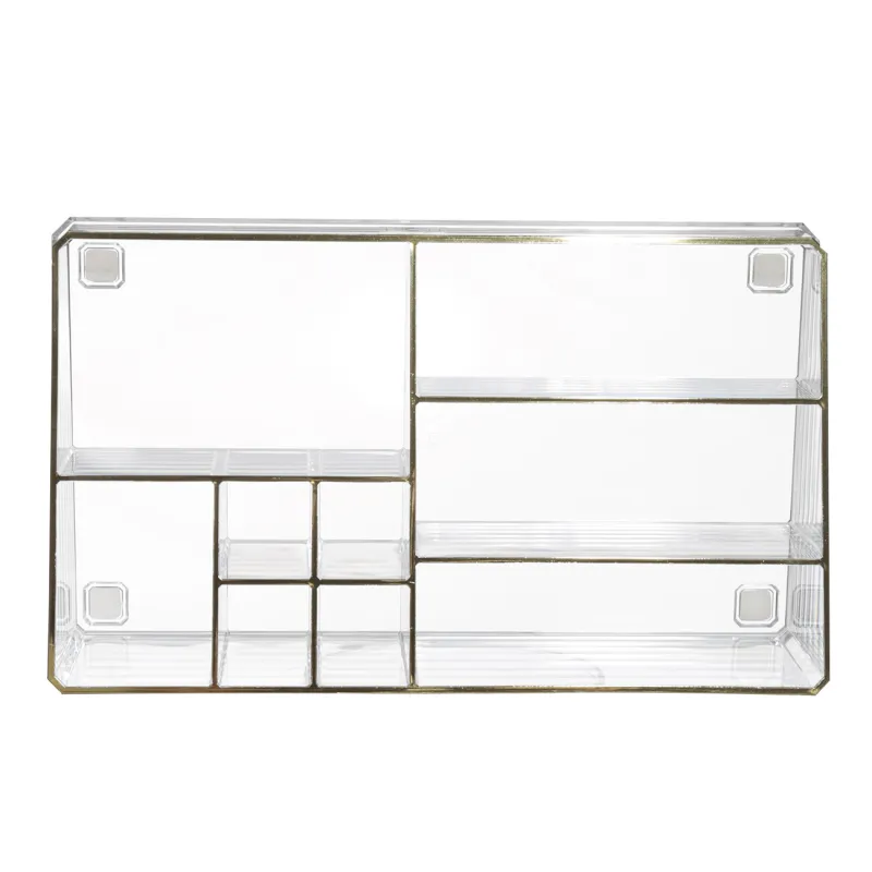 Organizer for cosmetics, 28x7 cm, 9 otd, plastic, gold edging, Dorado, image-1