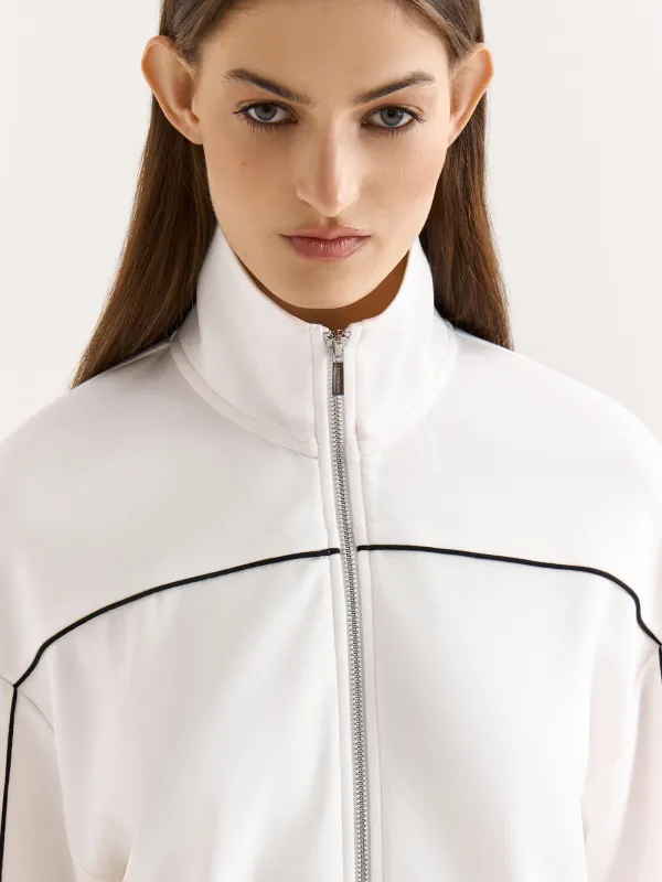 Women's sweatshirt, size S, zipper, cotton / viscose/spandex, milky, Alice, image-1