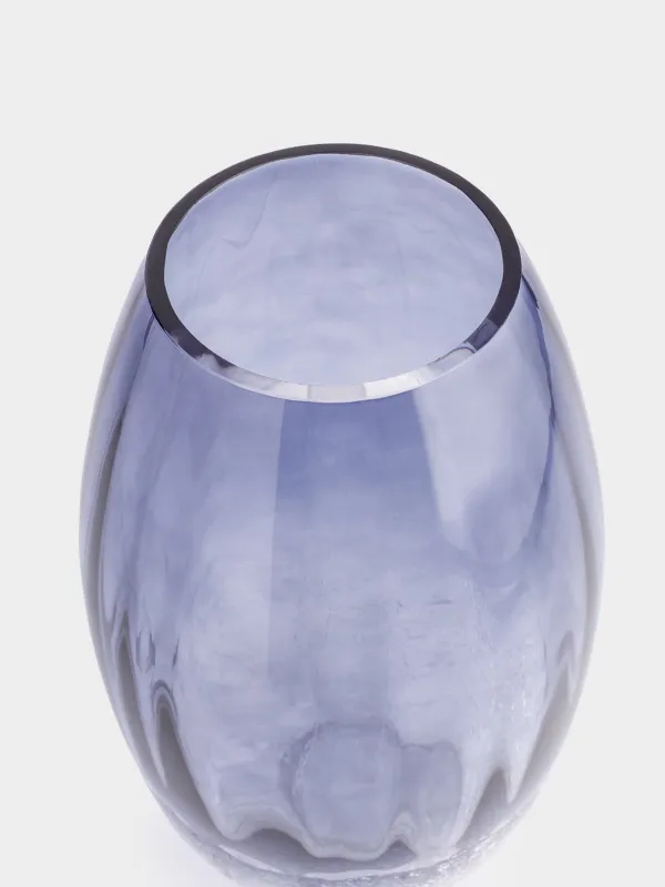 Flower vase, 24 cm, glass, blue gradient, Craquelure, Ice, image-3