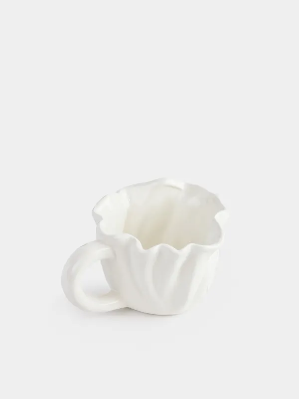 Mug, 400 ml, ceramic, milky, Crumpled effect, Crumple, image-1