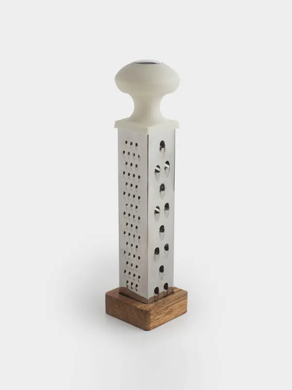 Grater, 23 cm, on a stand, four-sided, steel / plastic / wood, Galori, image-4