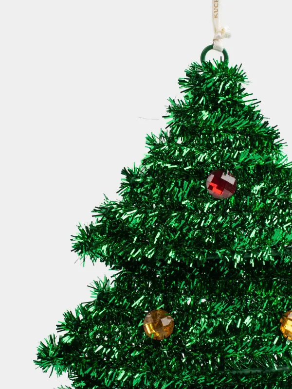Embellishments, decorative, 36 cm, hanging, tinsel / plastic, green, Christmas tree, Tinsel decor, image-2