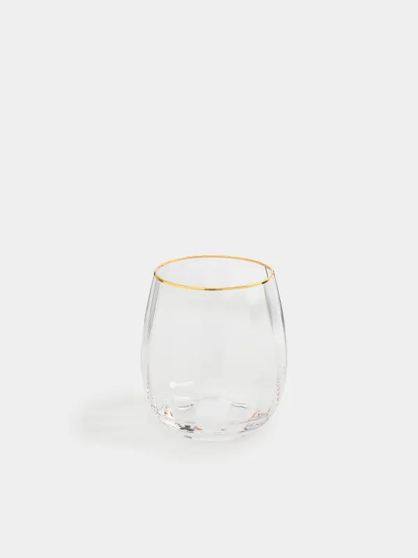Glass, 10 cm, 450 ml, 2 pcs, glass R, with golden edging, Filo R gold, image-1
