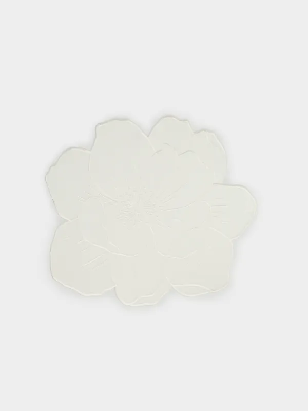 Placemat, 38 cm, polyester, curly, milky, Flower, Floral embroidery, image-0