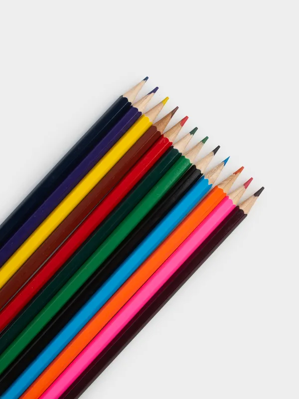 Set of pencils, 12 pcs, 17 cm, colored, in a tube with a sharpener, Draw, image-3