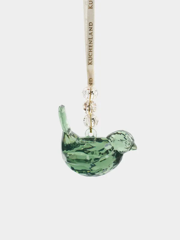 Christmas tree toy, 6 cm, acrylic, green, Bird, Figure crystal, image-1