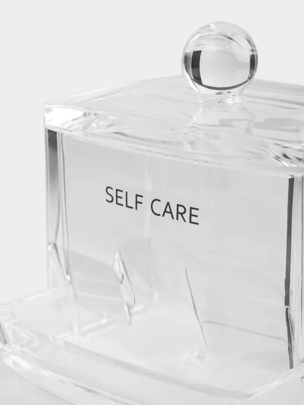 Cotton swabs container, 9x10 cm, with lid, plastic, Basic font, image-2