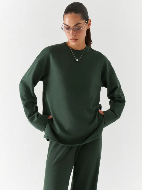 Women's sweater, home, size S, viscose / polyester / nylon, green, Evelina, image-0