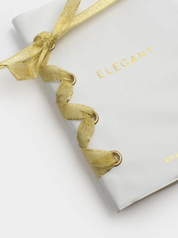 Notebook, 13x18 cm, 80 l, with ribbon, PVC, milky, Elegant, Stationery, image-1