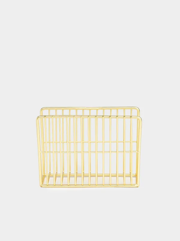 Napkin holder, 13 cm, metal, golden, Twist gold, image-0