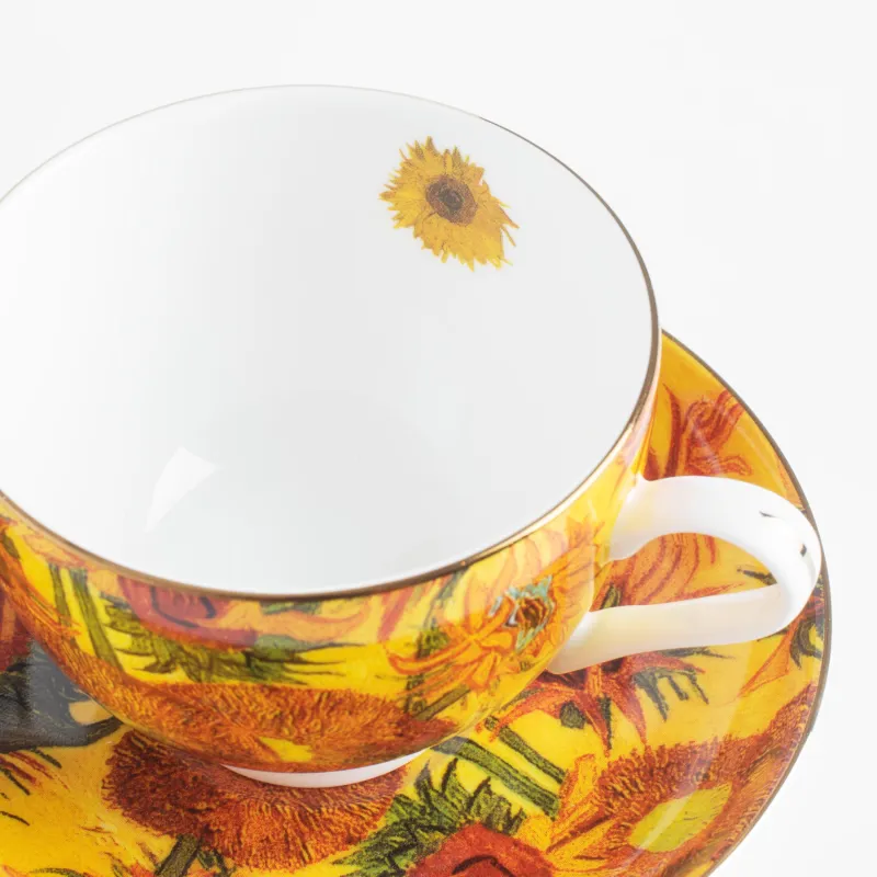 Tea pair, 1 person, 2 items, 210 ml, porcelain F, Sunflowers, Van Gogh, Art sunflowers, image-3