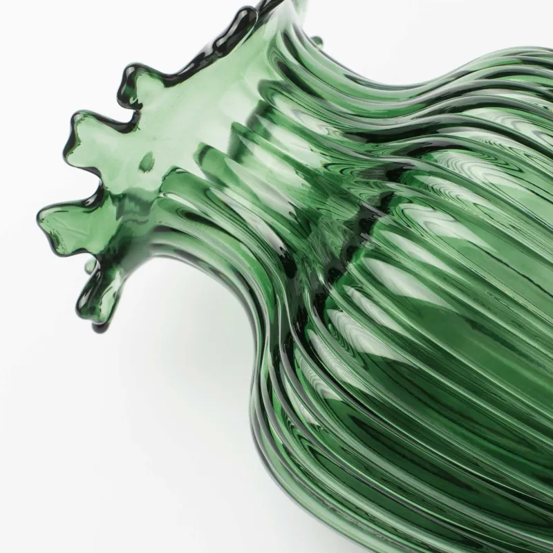 Flower vase, 27 cm, glass, green, Ribedic, image-7