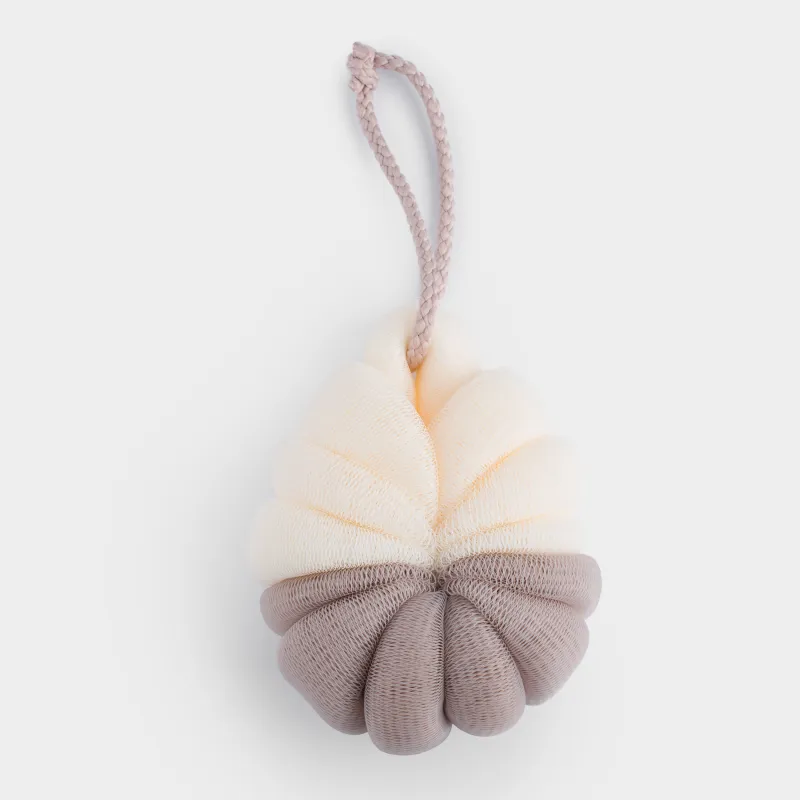 Body washcloth, 13 cm, polyethylene, Beige-white, Flower, Showy, image-0