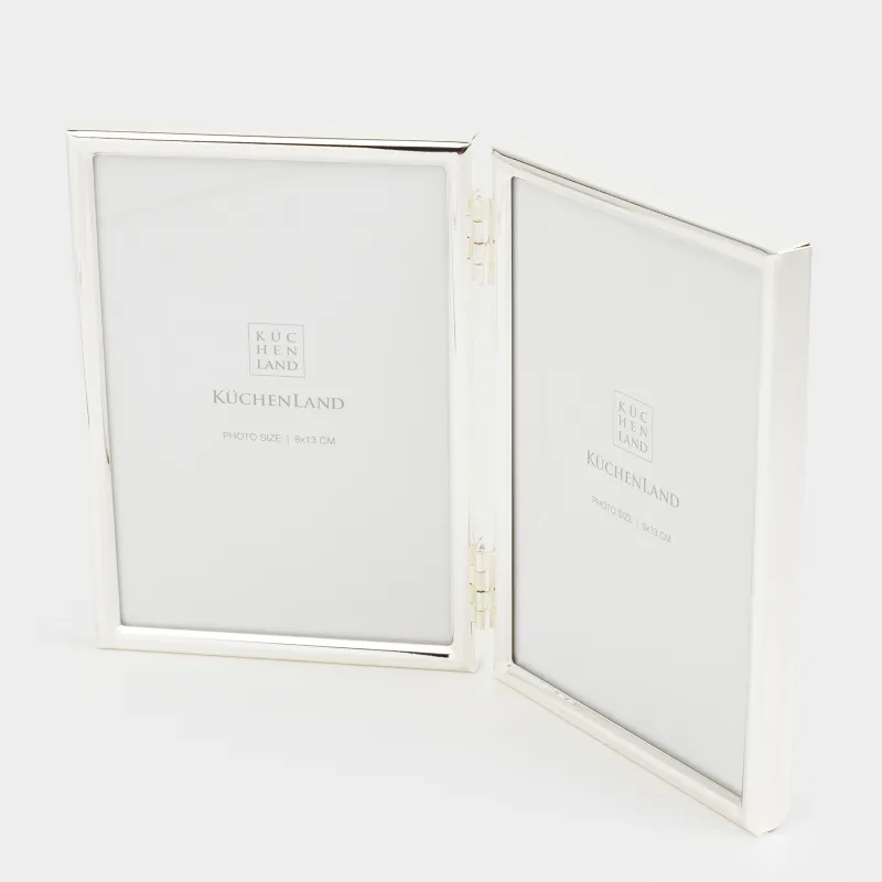 Photo frame, 19x13 cm, 2 photos, metal / glass, silver, Fantastic, image-2