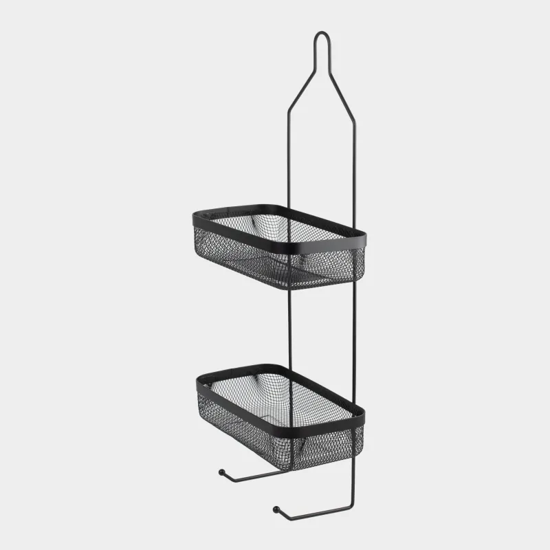 Organizer shelf, 26x13x62cm, 2-tier, metal, rectangular, black, Mesh, Twist black, image-2