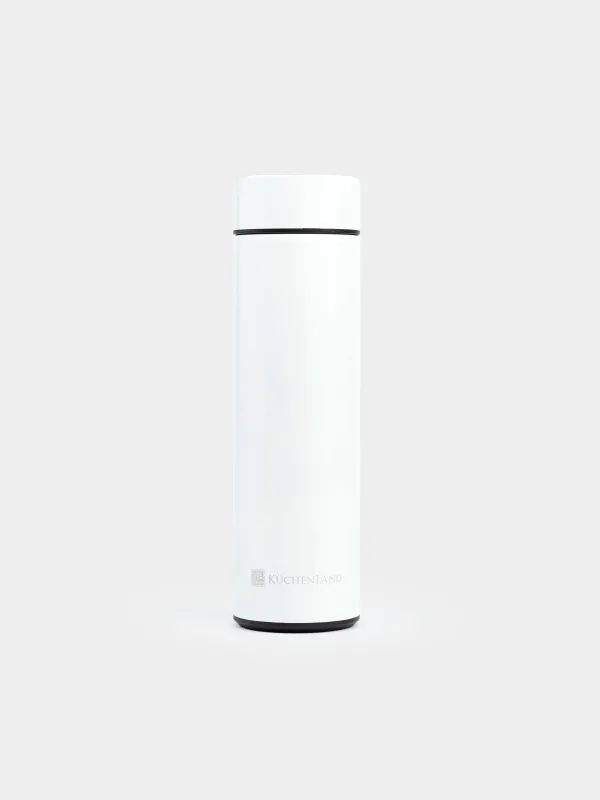 Thermos flask, 500 ml, with thermometer, steel / plastic, white, Celsius, image-1