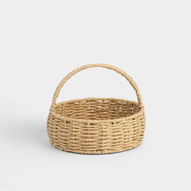 Storage basket, 17x21 cm, wicker, with handle, cellulose, Oval, Braided