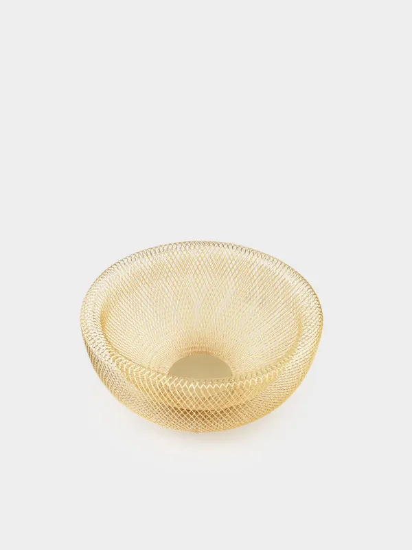 Fruit basket, 30 cm, metal, gold, Mesh, Twist cell, image-1