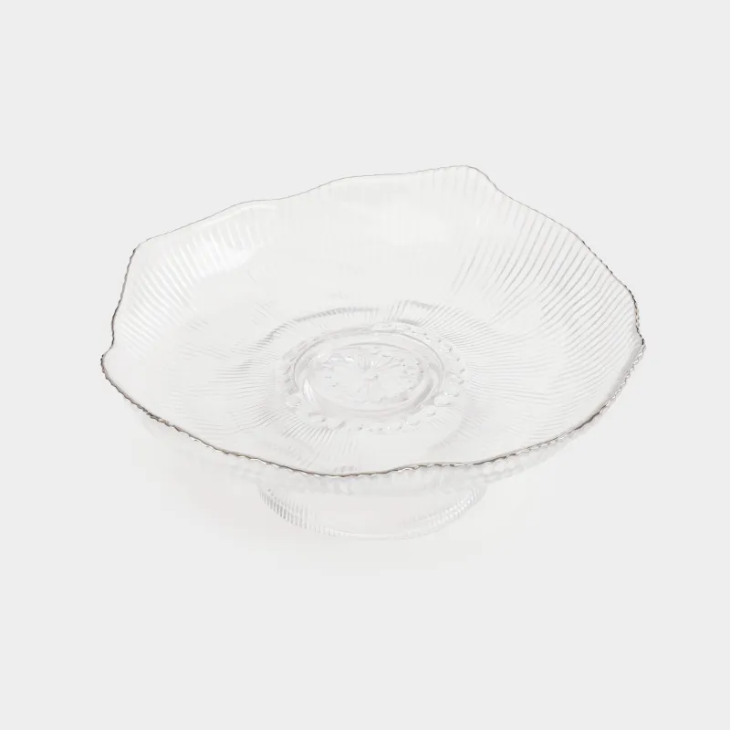 Dish on a leg, 23x9 cm, glass R, with silver edging, Argos silver, image-2